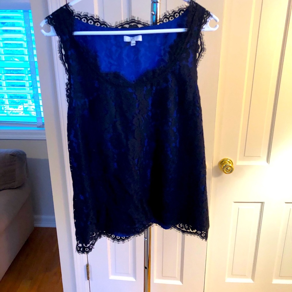 Joie black and blue lace tank top in size medium!